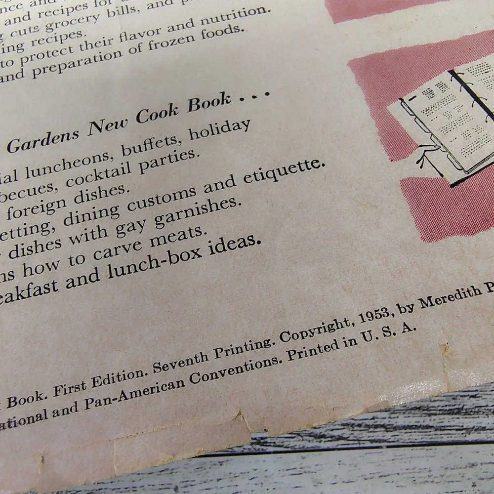 Vtg 1953 Better Homes And Gardens New Cookbook 1st Edition 7th Printing + Extras